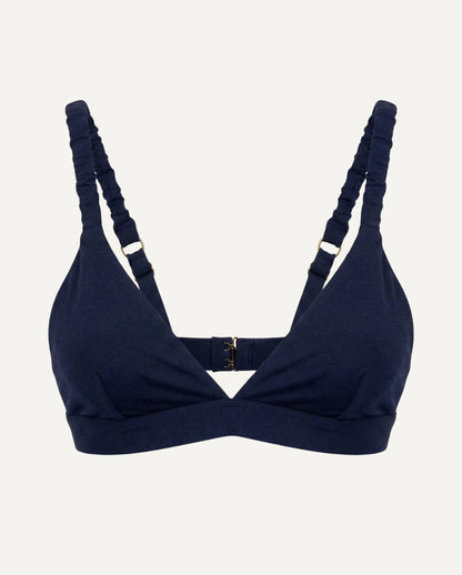 Merino Wool Bra – Dark Blue | Natural Wireless Support