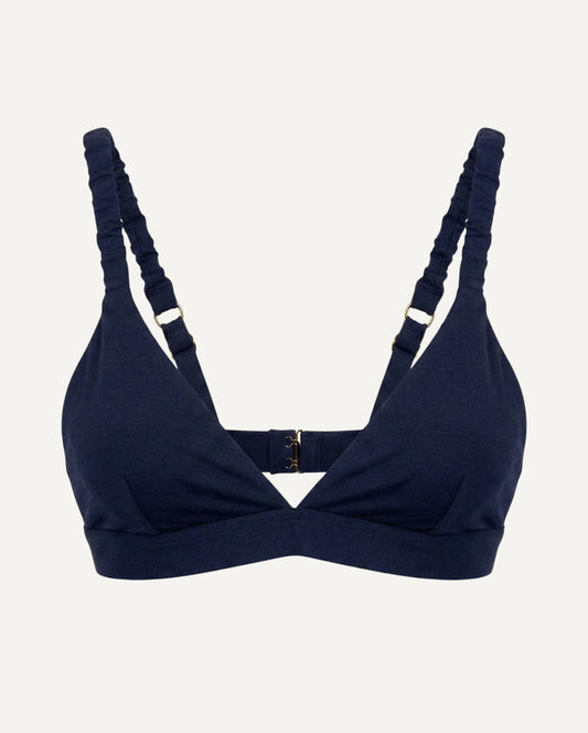 Merino Wool Bra – Dark Blue | Natural Wireless Support